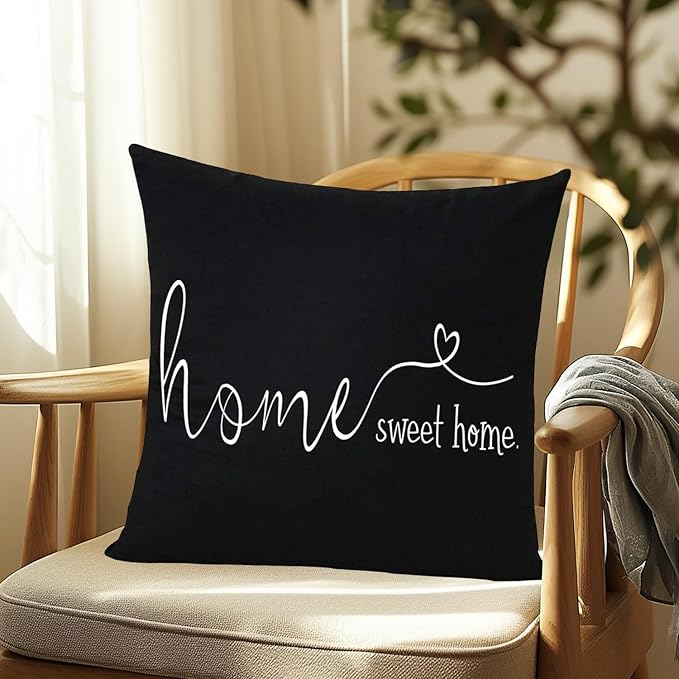 MFGNEH Home Sweet Home Quotes Farmhouse Pillow Covers 18x18 Inch, Farmhouse - Image 4