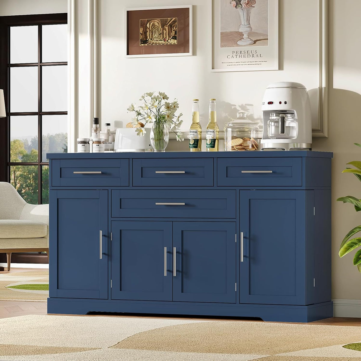 Concho 54" Sideboard Cabinet, Kitchen Buffet Cabinet with Storage, Blue