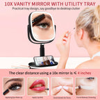 Vanmirr Height Adjustable Lighted Makeup Mirror with Magnification-Black