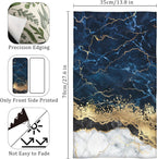 HAISUKA Blue & Gold Marble Lightweight Bath & Kitchen Towels - Soft, Absorbent Modern Decor