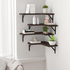 ROMGUAR CRAFT Corner Floating Shelves Wall Mounted Set of 4, Brown