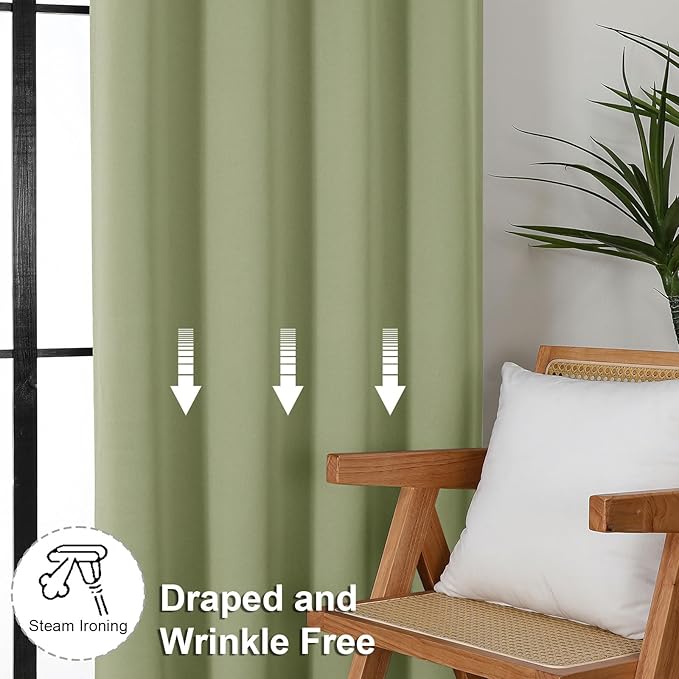 Simplebrand Ava Sage Green Blackout Curtains - Image 7