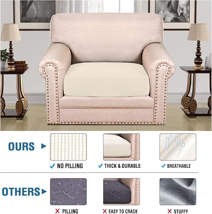 H.VERSAILTEX Super Stretch Individual Seat Cushion Covers Sofa Covers Couch - Image 2