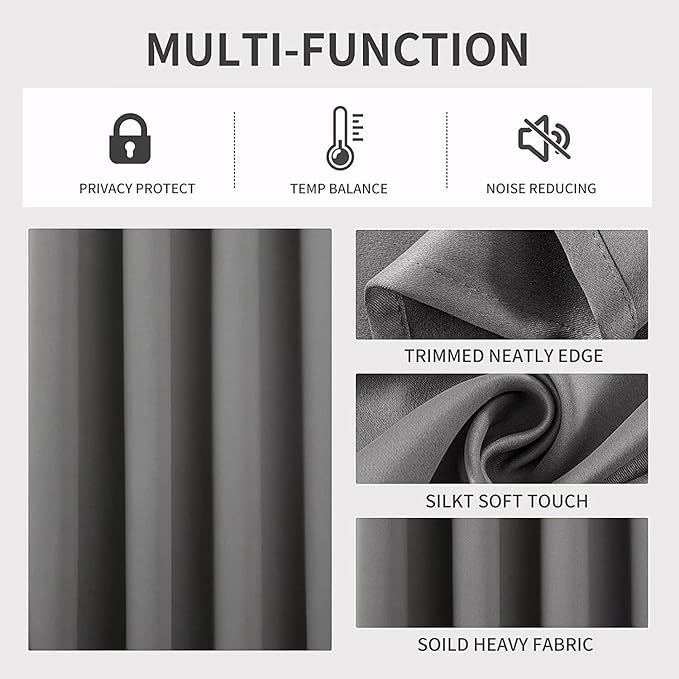 Joydeco Light Grey Custom Solid Single Blackout Curtain - Image 4