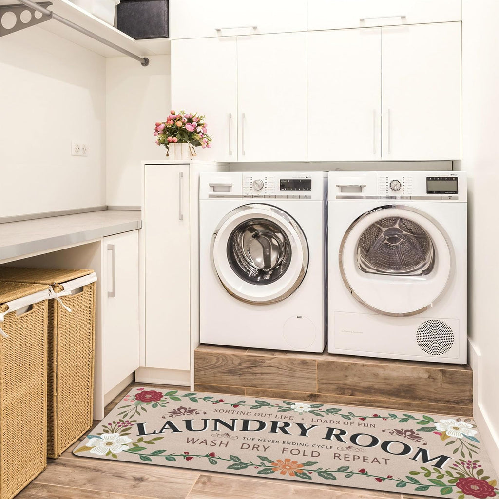 Non Slip Laundry Room Rug, Vintage Washable Runner, 20 x 48 Inch