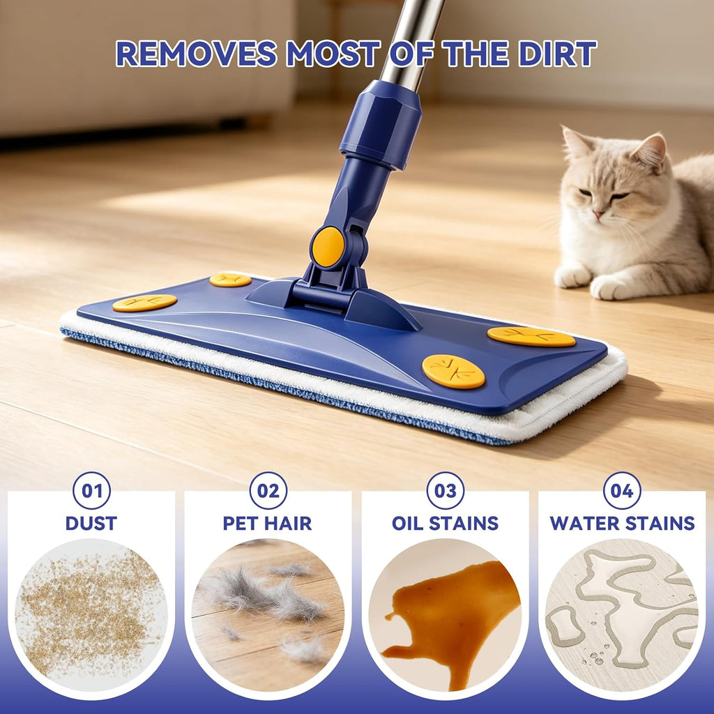Microfiber Flat Mop for Hardwood Multi‑Surface Floor Cleaning, Blue