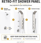 ANZZI 39" Shower Panel, Brushed Gold, Jetted