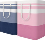 HomeHacks 2 Pack Laundry Baskets, Laundry Hampers Bags (Blue+Pink 75L)