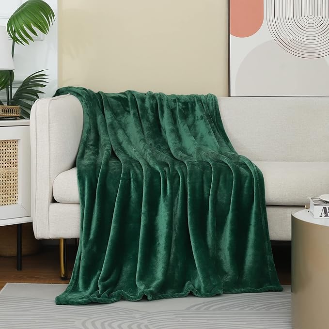 JIAHANNHA Flannel Fleece Blanket Queen Size Green 90 by 90 Inches Blankets - Image 2