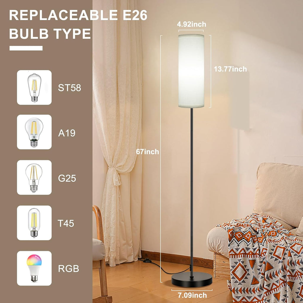 FRIDEKO HOME Floor Lamp, 9W 800LM Color Changing Smart Bulb, White Shade