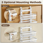 9 Tier Narrow Over The Door Pantry Organizer, 2 in 1 Wall Mount or Hanging Spice Rack with Adjustable Deep Basket, Heavy-Duty Seasoning Organizer and Storage for Kitchen Closet Bathroom (White)