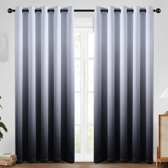 SimpleHome Gradient Color Ombre Room Darkening Curtains Blackout Black Thermal by SimpleHome