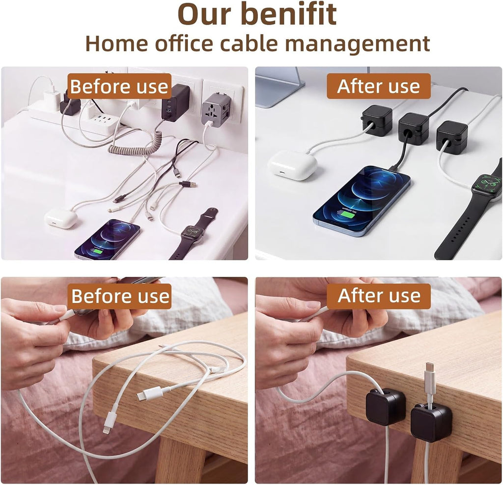 6 Pack Magnetic Cable Clips, Under Desk Cable Management for Office