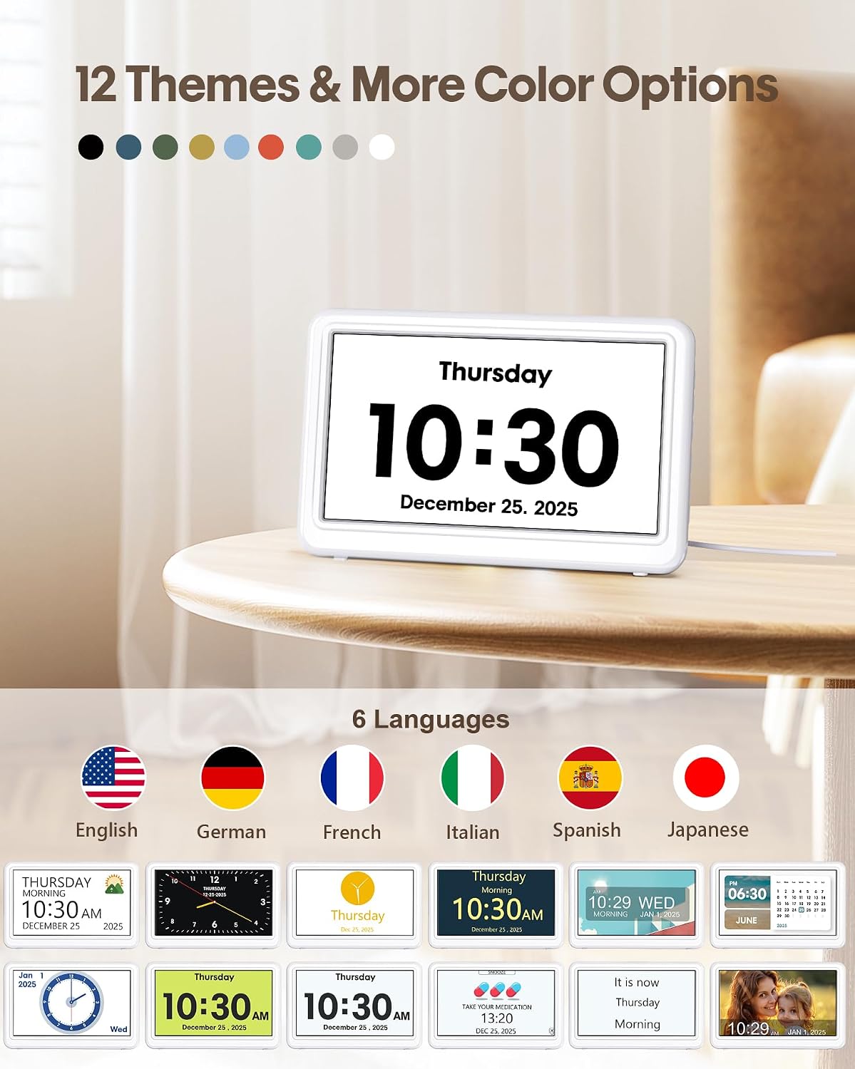 Digital Clock with Date and Week for Seniors, Alzheimer's Dementia Clock