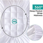 WhatsBedding Waterproof Mattress Topper Twin Size Cotton Top Down Alternative Filling Pillowtop Mattress Topper Cover-Fitted Quilted