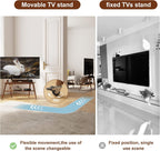 Solid Wood Rolling TV Stand with Power Outlet, Mobile TV Stand