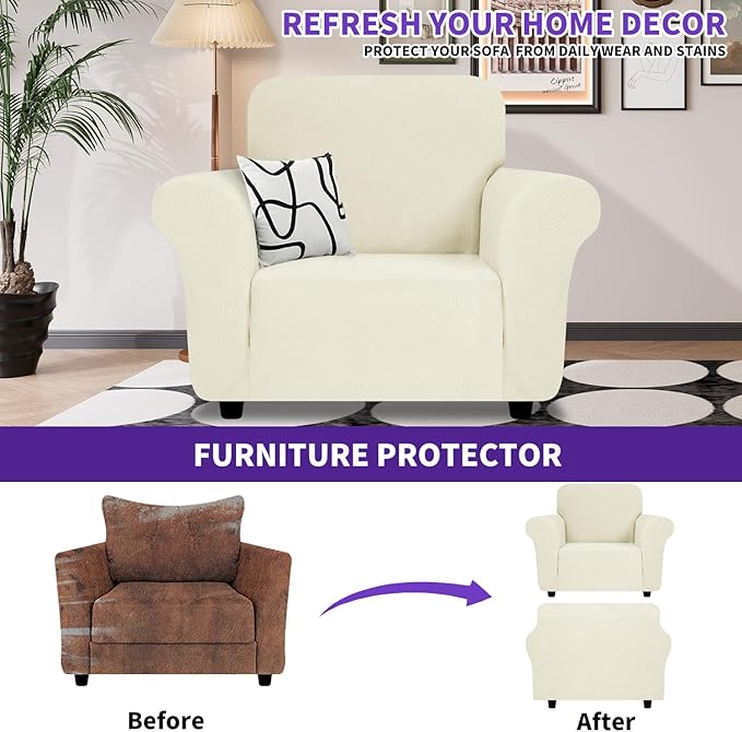 ZNSAYOTX Super Stretch Chair Slipcover, New Striped Sofa Chair Covers - Image 2