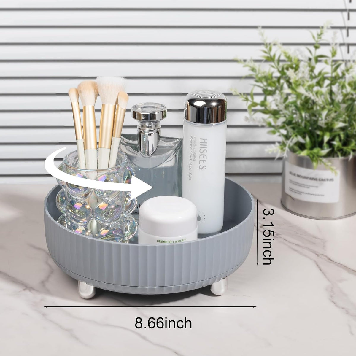 360 Rotating Makeup Perfume Organizer Skincare Tray, Small Grey