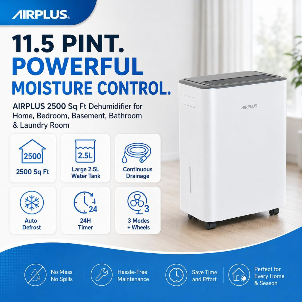 AIRPLUS Max 30 Pint Small Dehumidifier for Home Bedroom up to 1500 Sq Ft
