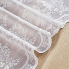 YJ YANJUN Vintage Lace Curtains 30 Inch Length Pair Short White Sheer Kitchen - Image 4