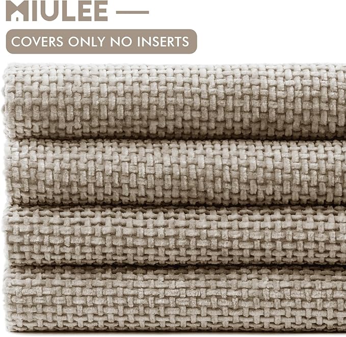 MIULEE Pack of 4 Couch Throw Pillow Covers 20x20 Inch Khaki Soft Decorative - Image 6