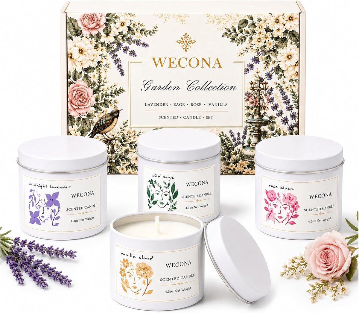 WECONA Candles for Men, 4 Pack Scented Candle Gift Set