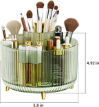 fanado 360° Rotate Makeup Brush Holder Organizer, Makeup Organizers Countertop, Makeup organization and Skincare Storage for Vanity, Desktop, Bathroom (Clear Green)