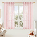 LAMIT Linen Curtains 48 Inch Length 2 Panels, Light Filtering Panels Back Tab by LAMIT