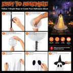 Halloween Ghost Decorations, 2 Pack 5FT Lighted Ghosts with Remote
