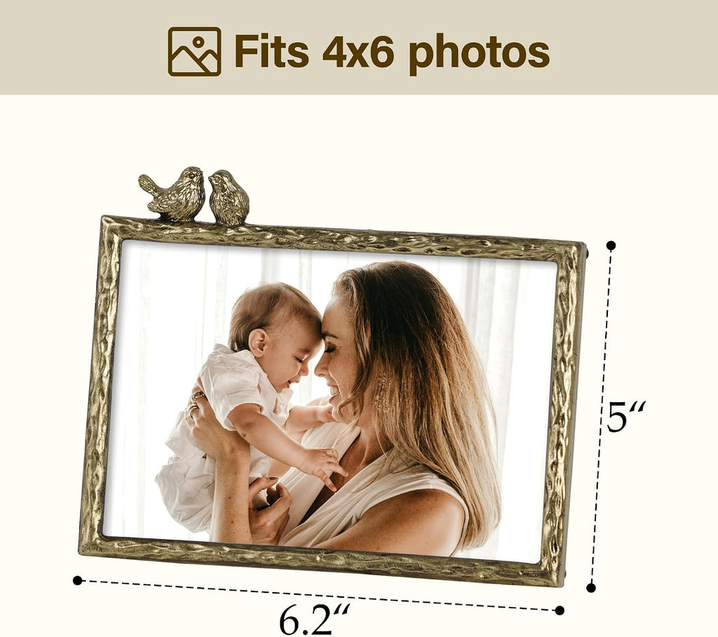 4x6 Antique Gold LoveBirds Picture Frame, Horizontal
