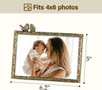 4x6 Antique Gold LoveBirds Picture Frame, Horizontal