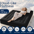 Breathable and Comfortable Mattress pad for Back Pain Relief. Features a 360° Full Enclosure Design to Prevent Slipping and Shifting（Black,Twin 38"x75"）