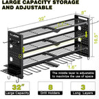 Power Tool Drill Holder Wall Mount, 4Tier Garage Organizer, Black