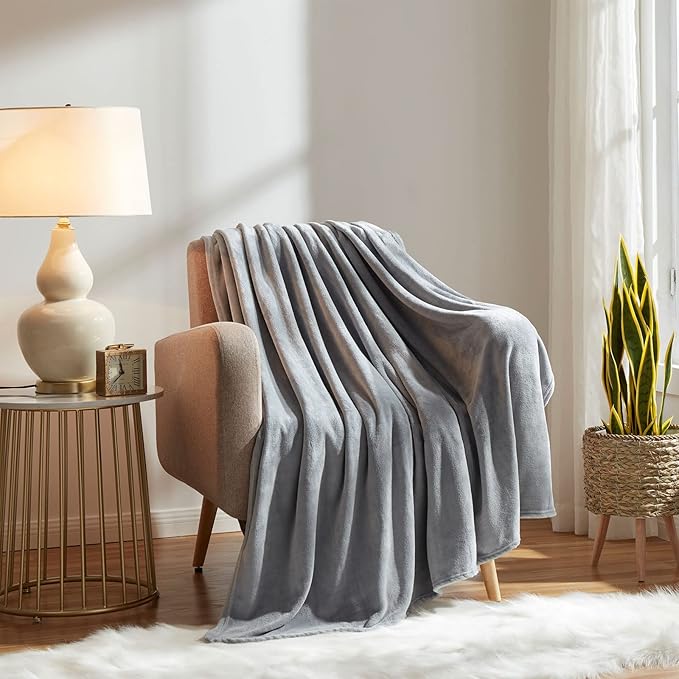 KMUSET Fleece Blanket Twin Size Grey Lightweight Throw Blanket Super Soft Cozy - Image 5