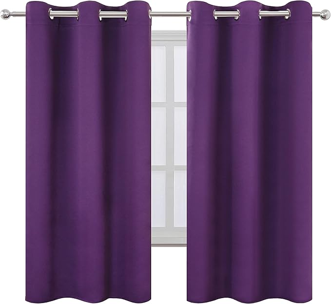LEMOMO Purple Blackout Curtains/42 x 63 Inch/Set of Two Panels Grommet Bedroom - Image 2