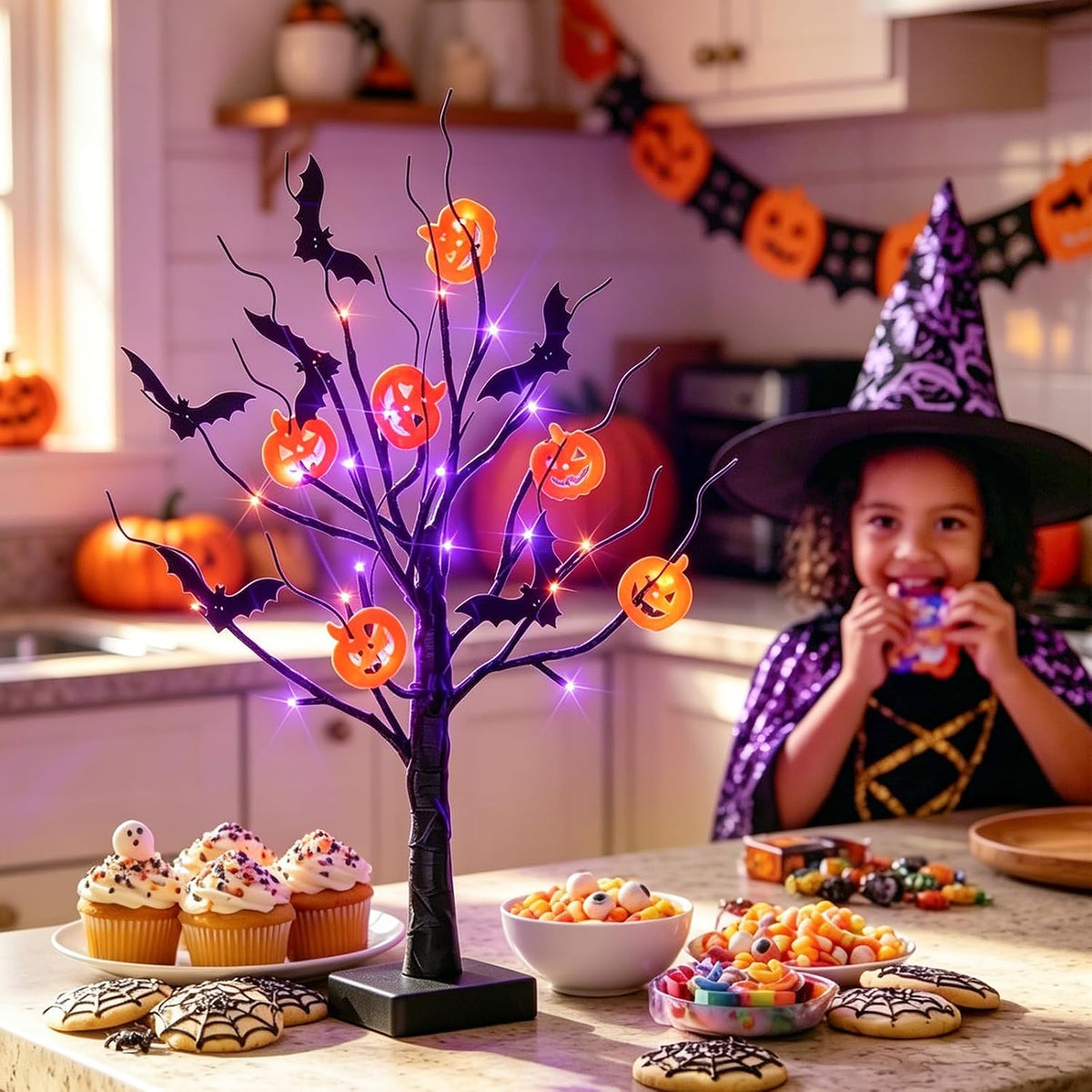 EAMBRITE Halloween Decorations Indoor Halloween Tree Black Spooky Tree