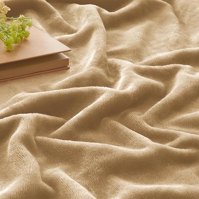 BEDELITE Fleece Blanket Light Camel Throw Blankets - Image 3