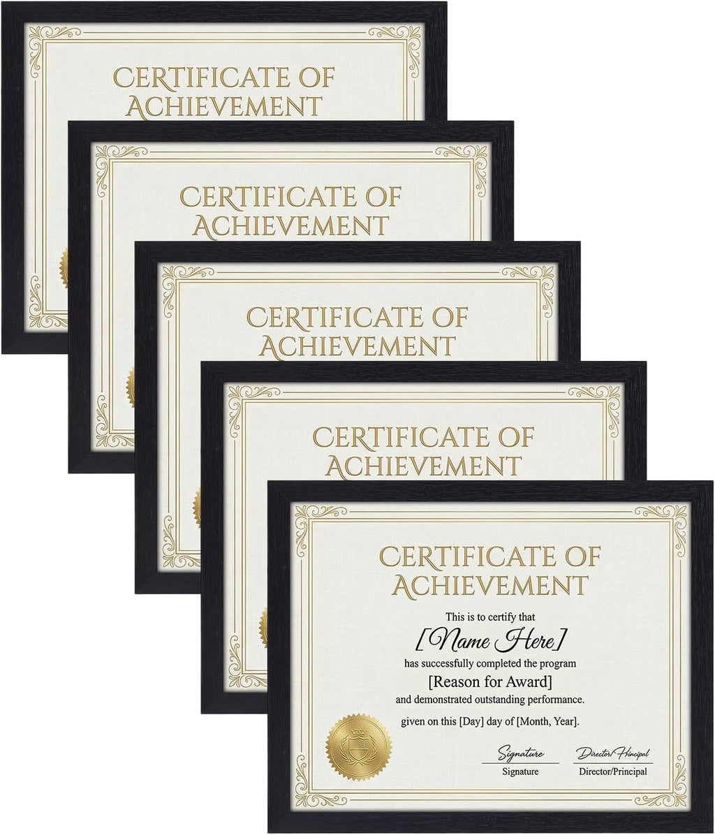 Edenseelake 8.5 x 11 Certificate Picture Frame 5 Pack, Black Diploma Frames