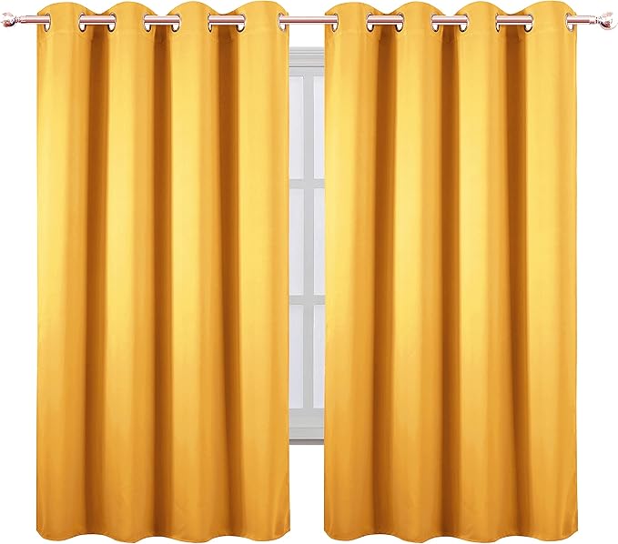 LEMOMO Yellow Blackout Curtains 66 x 63 Inch Length/Set of 2 Curtain - Image 2