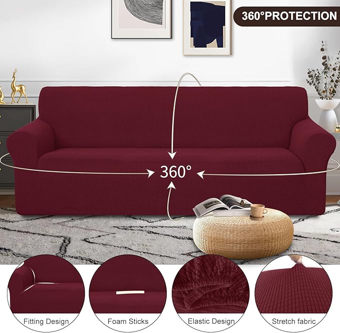 U-NICE HOME 4 Seater Stretch Couch Cover Sofa Cover Washable Sofa Slipcover - Image 3