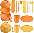12 Pcs Microwave Ramen Cooker Set 40oz Bowl, Yellow, Orange