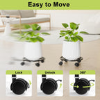 10.24" Plant Stand with Wheels - 2 Pack Plant Caddy.