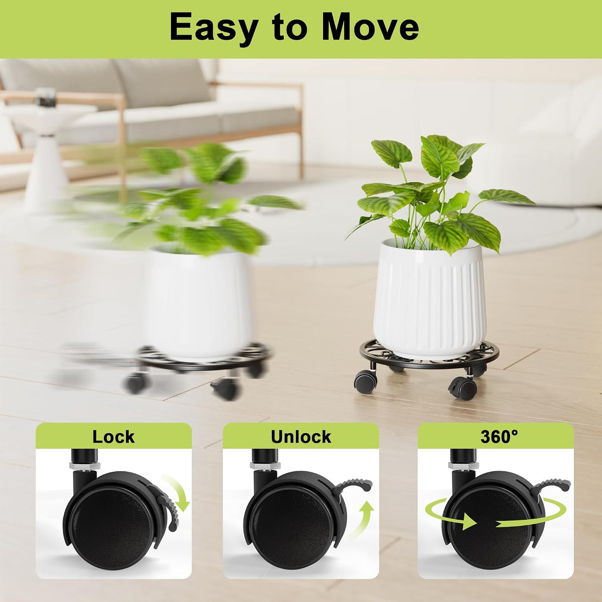 10.24" Plant Stand with Wheels - 2 Pack Plant Caddy.