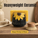 Ceramic Sunflower Dish Sponge Holder For Kitchen Sink Caddy Organizer Decor