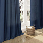 Denim Blue Linen Curtains 84 Inch Length 2 Panels Set - Image 6