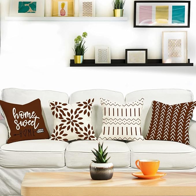 YCOLL Pillow Covers 18x18 Set of 4, Modern Sofa Throw Pillow Cover Decorative - Image 2