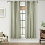 Linen Blend Sage Green Curtains 63 inch Length 2 Panels by Jolilight