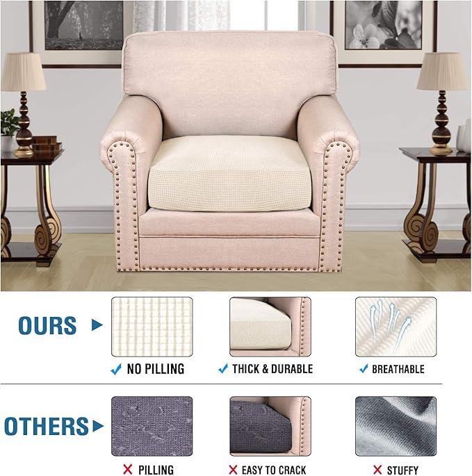H.VERSAILTEX High Stretch Individual Seat Cushion Covers Sofa Slipcovers Couch - Image 2
