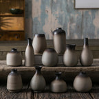 JOJUNO Rustic Bud Vases, Small Ceramic Vase Set of 11 Farmhouse Home Decor