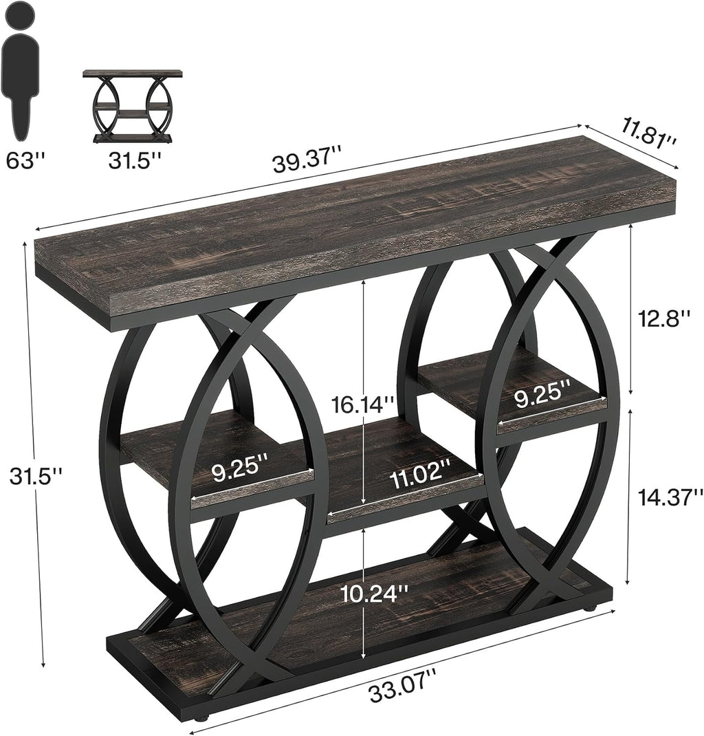 Tribesigns 39.4" Console Table, Sofa Table, Accent Tables, Black Brown